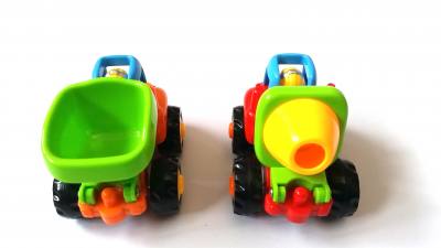 Kinder-Baufahrzeuge 2 er Set, Lernspielzeuge für Kinder ab 12M+